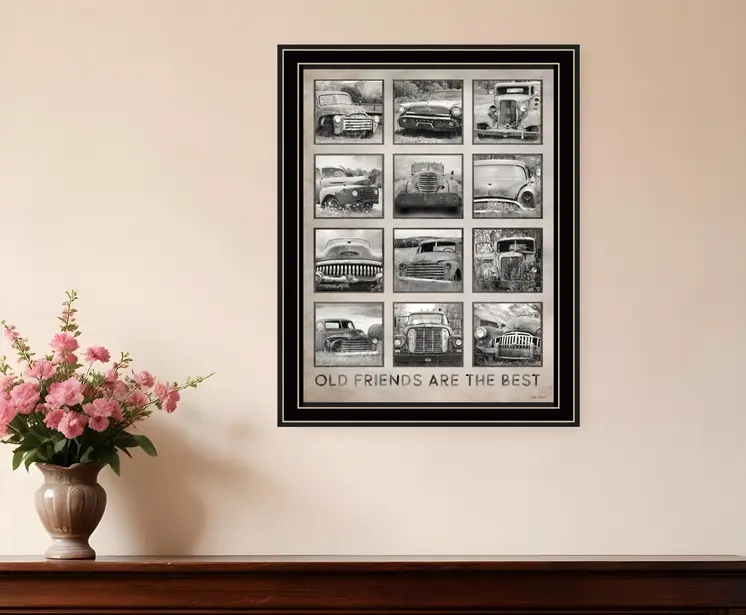 Old Friends Cars Are The Best Black Framed Print Wall Art