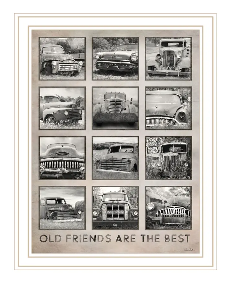 Old Friends Cars Are The Best White Framed Print Wall Art