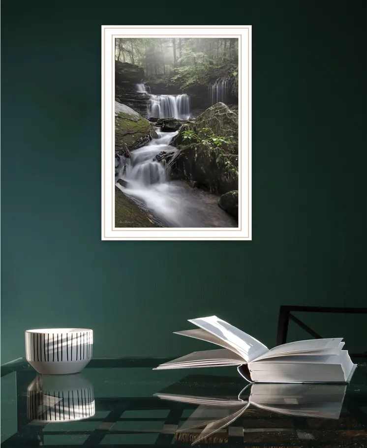 Ricketts Waterfall White Framed Print Wall Art