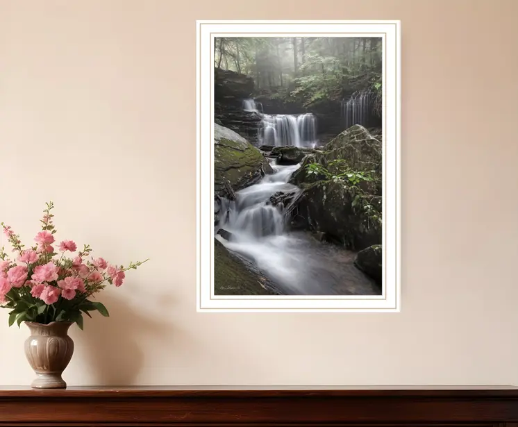 Ricketts Waterfall White Framed Print Wall Art