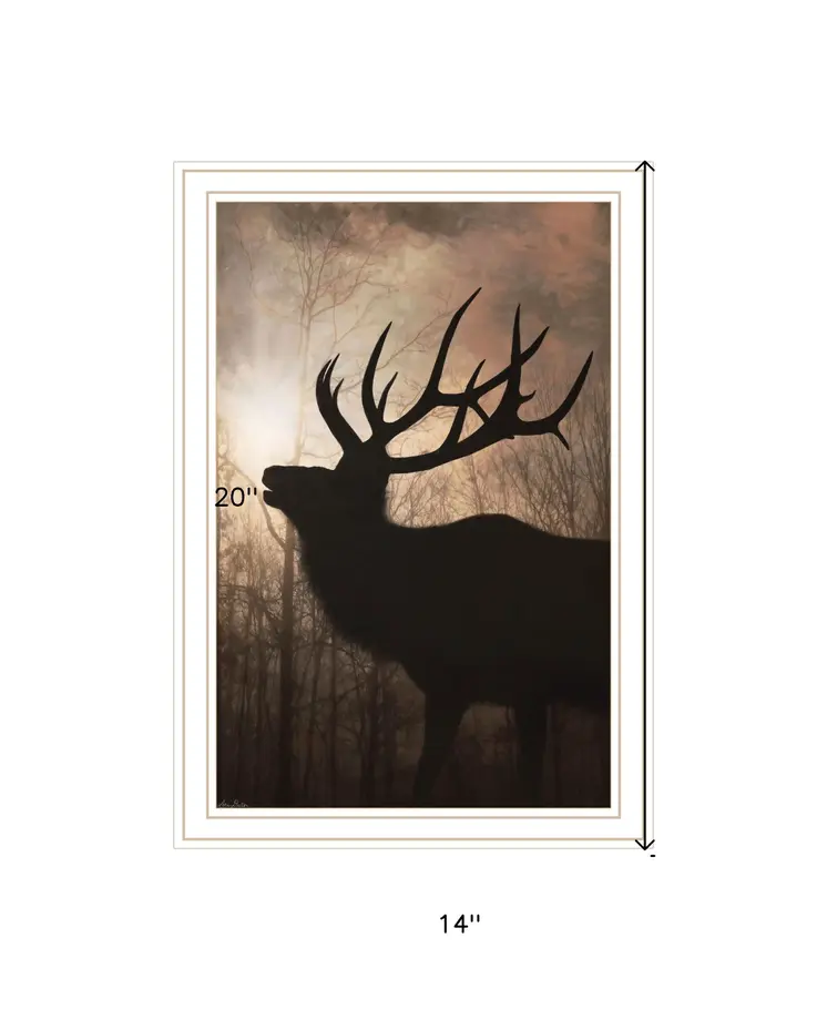 Elk Sunrise White Framed Print Wall Art