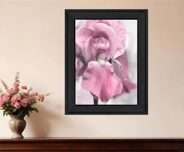 Pink Iris Black Framed Print Wall Art