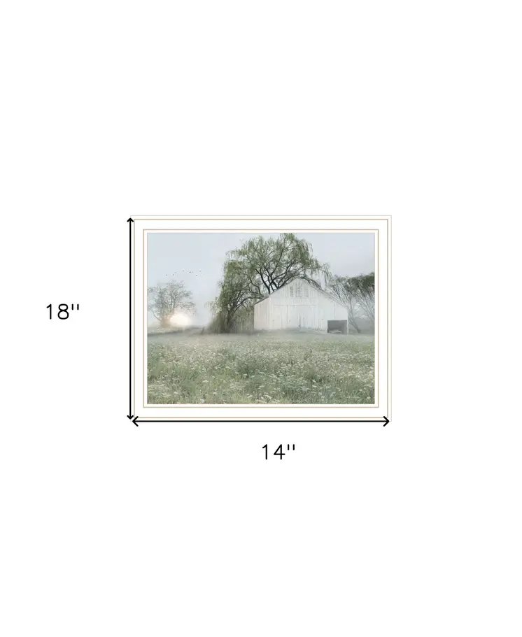 Green Country Morning White Framed Print Wall Art