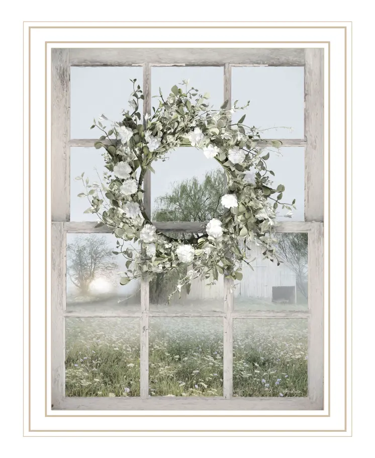 Spring Farm View White Framed Print Wall Art