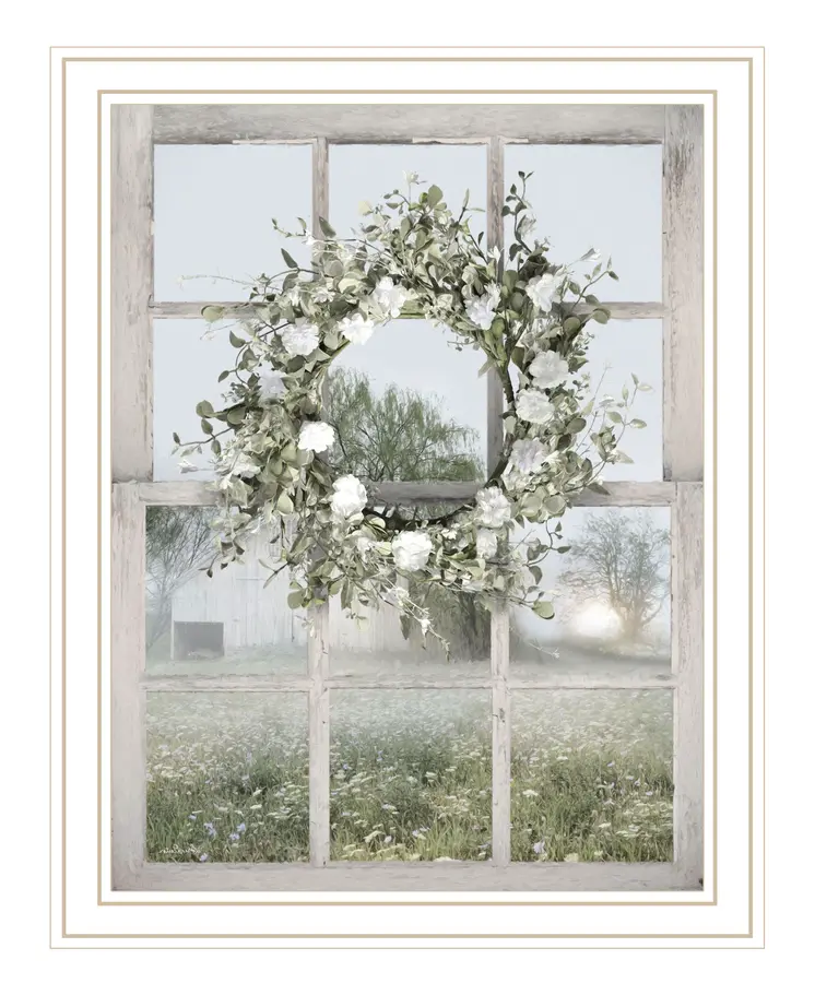 Spring Farm View White Framed Print Wall Art