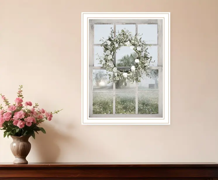 Spring Farm View White Framed Print Wall Art