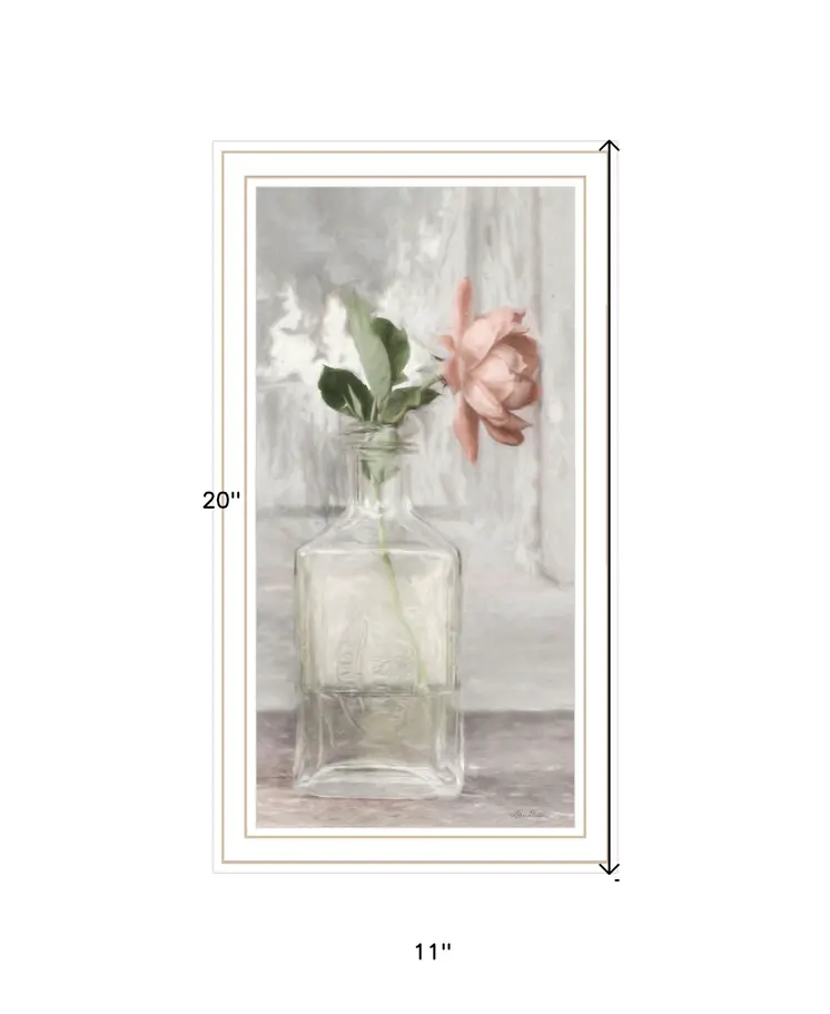 Cottage Peach Rose White Framed Print Wall Art