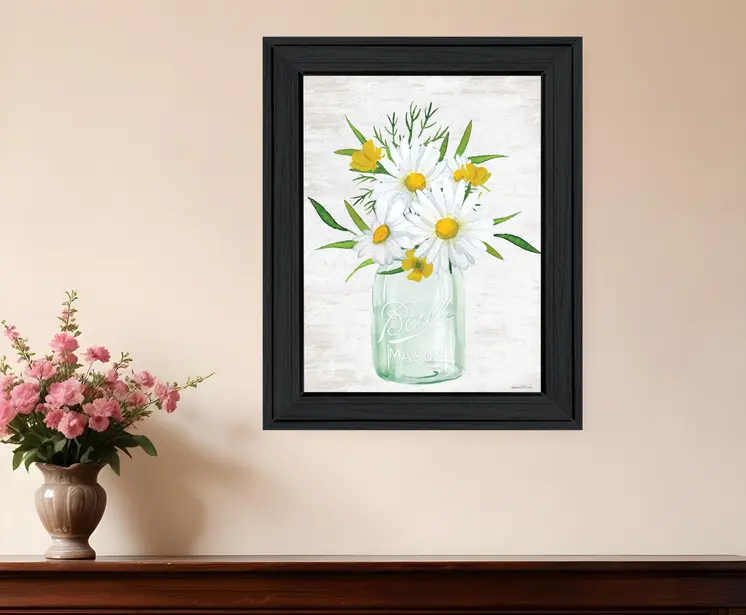 Floral Bouquet Black Framed Print Wall Art
