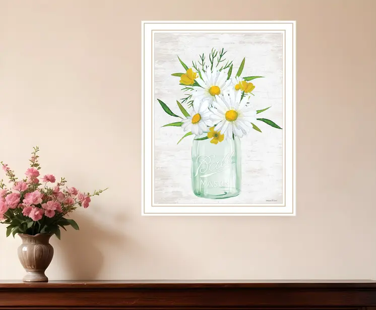 Floral Bouquet White Framed Print Wall Art