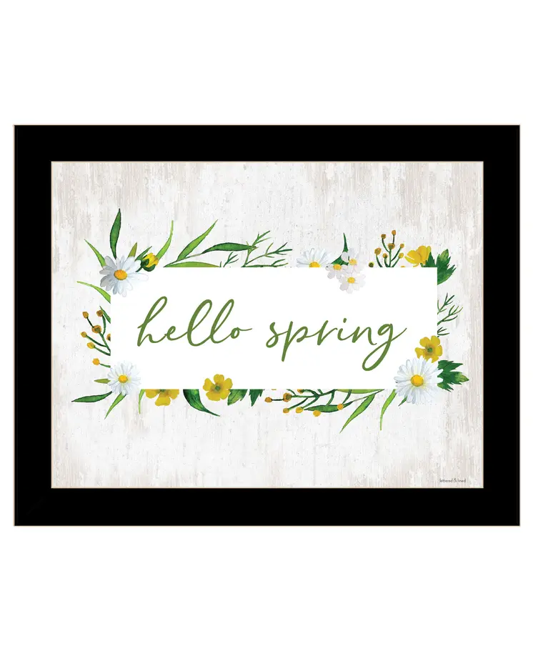 Hello Spring Black Framed Print Wall Art
