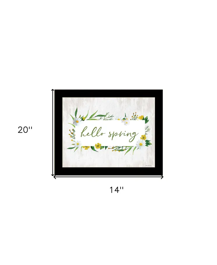 Hello Spring Black Framed Print Wall Art