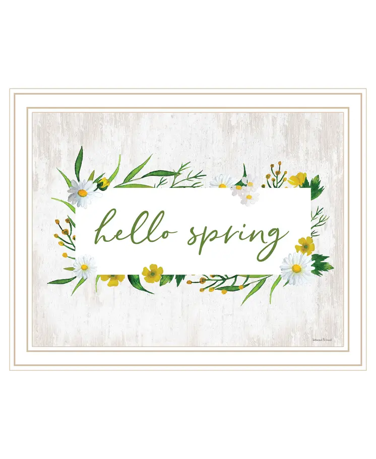 Hello Spring White Framed Print Wall Art