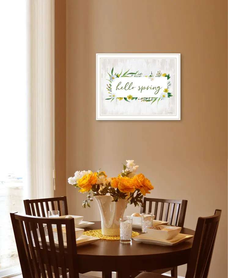 Hello Spring White Framed Print Wall Art