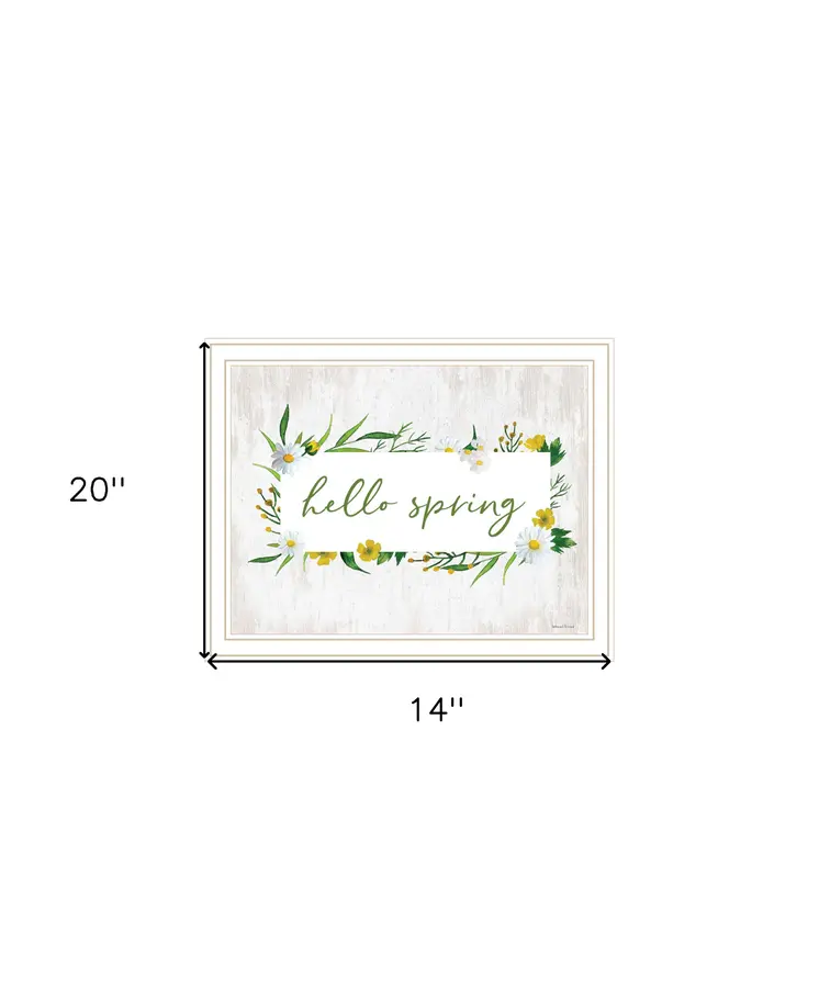 Hello Spring White Framed Print Wall Art
