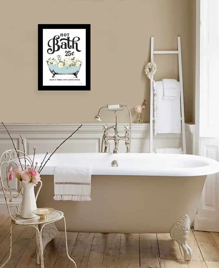 Hot Bath Black Framed Print Bathroom Wall Art
