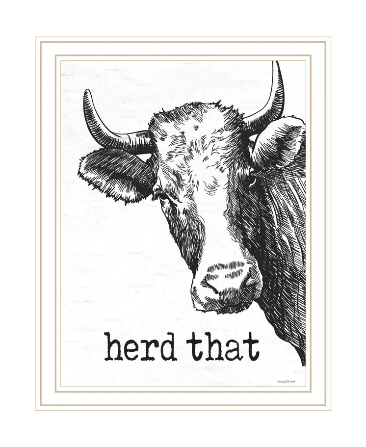 Herd That White Framed Print Bathroom Wall Art