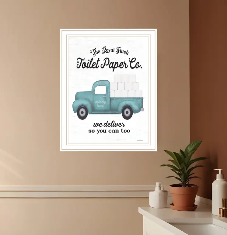 Toilet Paper Co White Framed Print Bathroom Wall Art