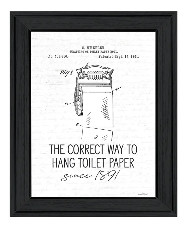 Correct Way to Hang Toilet Paper Black Framed Print Bathroom Wall Art