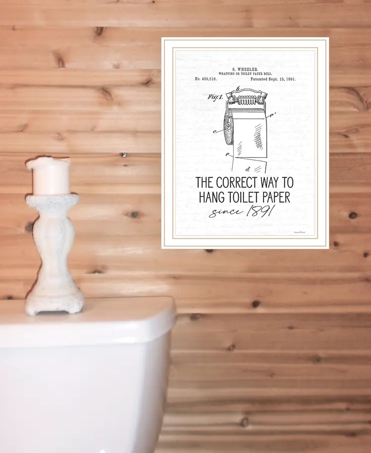 Correct Way to Hang Toilet Paper White Framed Print Bathroom Wall Art