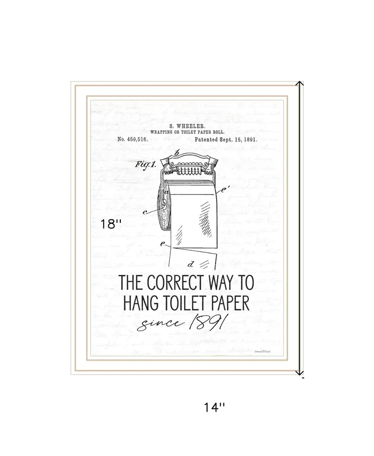 Correct Way to Hang Toilet Paper White Framed Print Bathroom Wall Art
