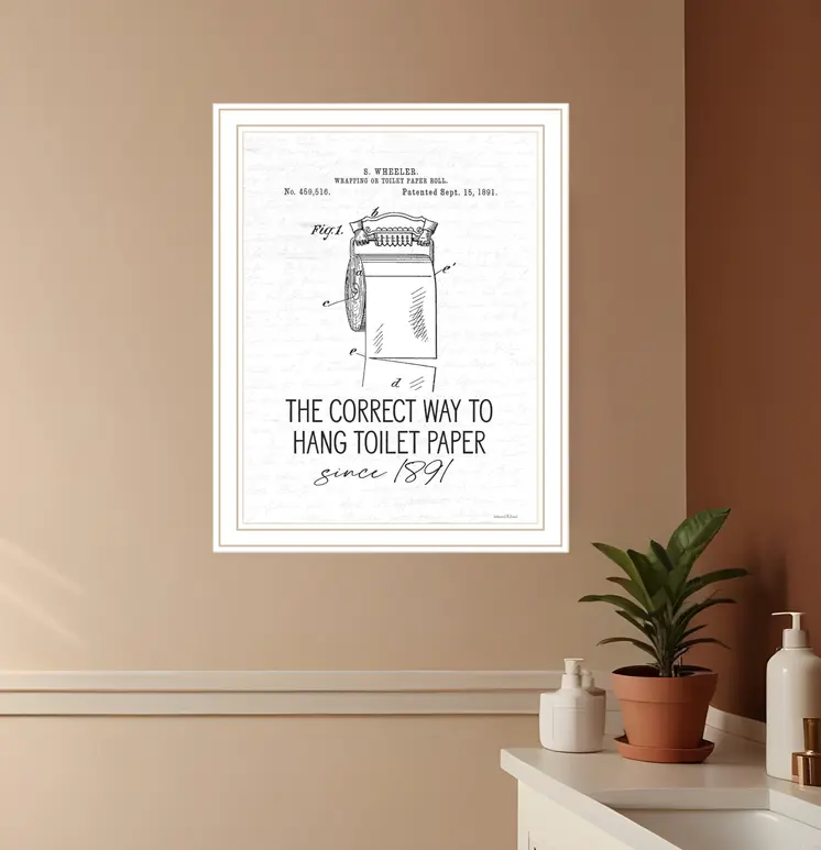 Correct Way to Hang Toilet Paper White Framed Print Bathroom Wall Art