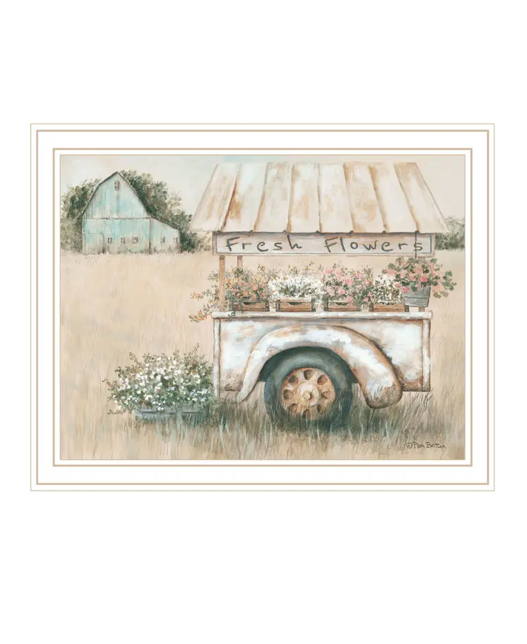 Fresh Flowers For Sale White Framed Print Wall Art