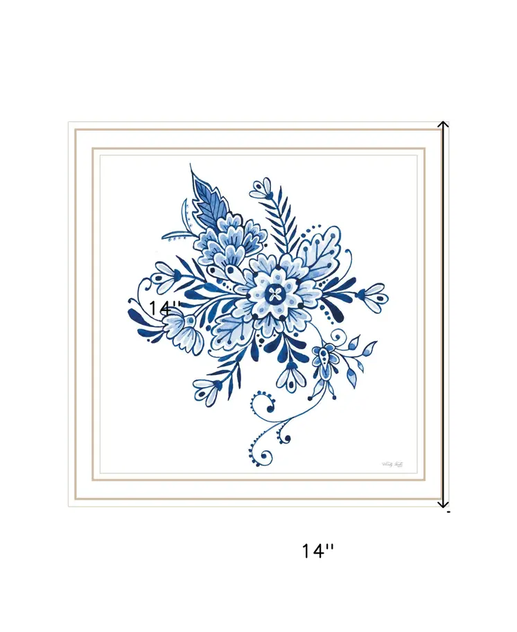 Floral Calligraphy Sketches White Framed Print Wall Art