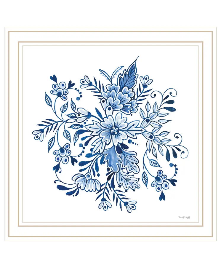 Floral Calligraphy Sketches White Framed Print Wall Art