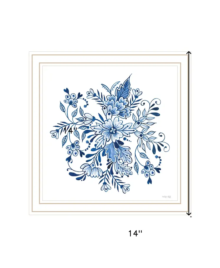 Floral Calligraphy Sketches White Framed Print Wall Art