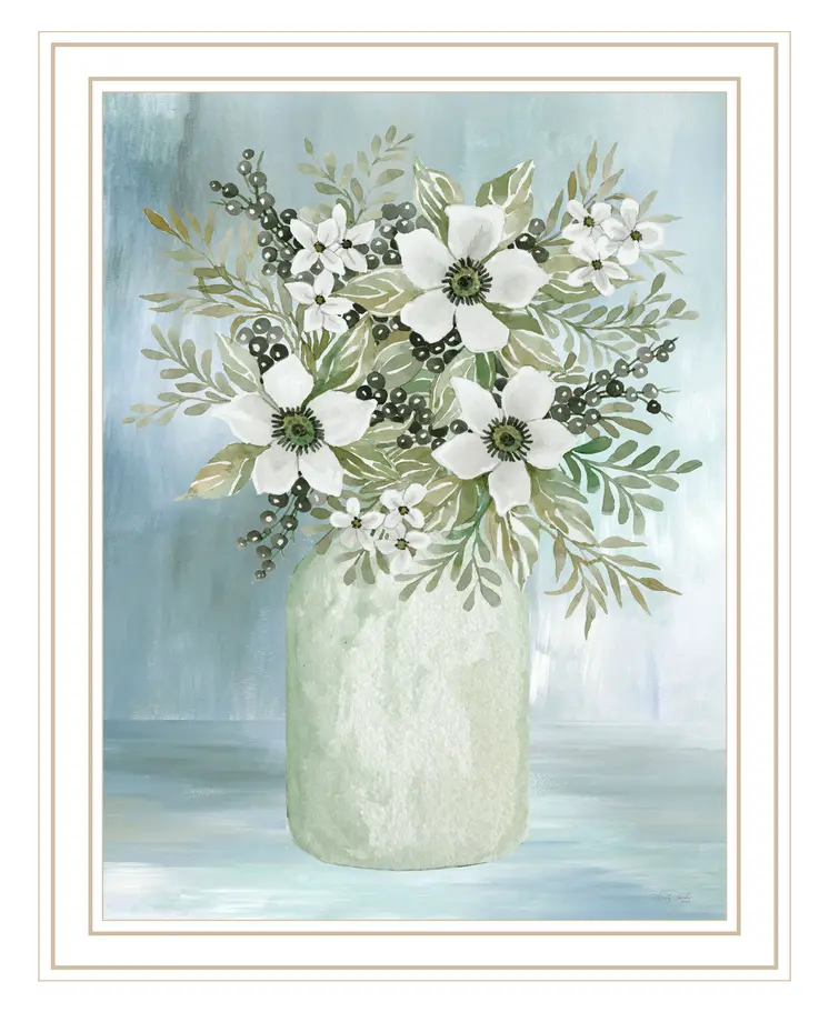 White Blooms White Framed Print Wall Art