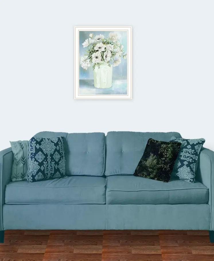 White BLOOMS White Framed Print Wall Art