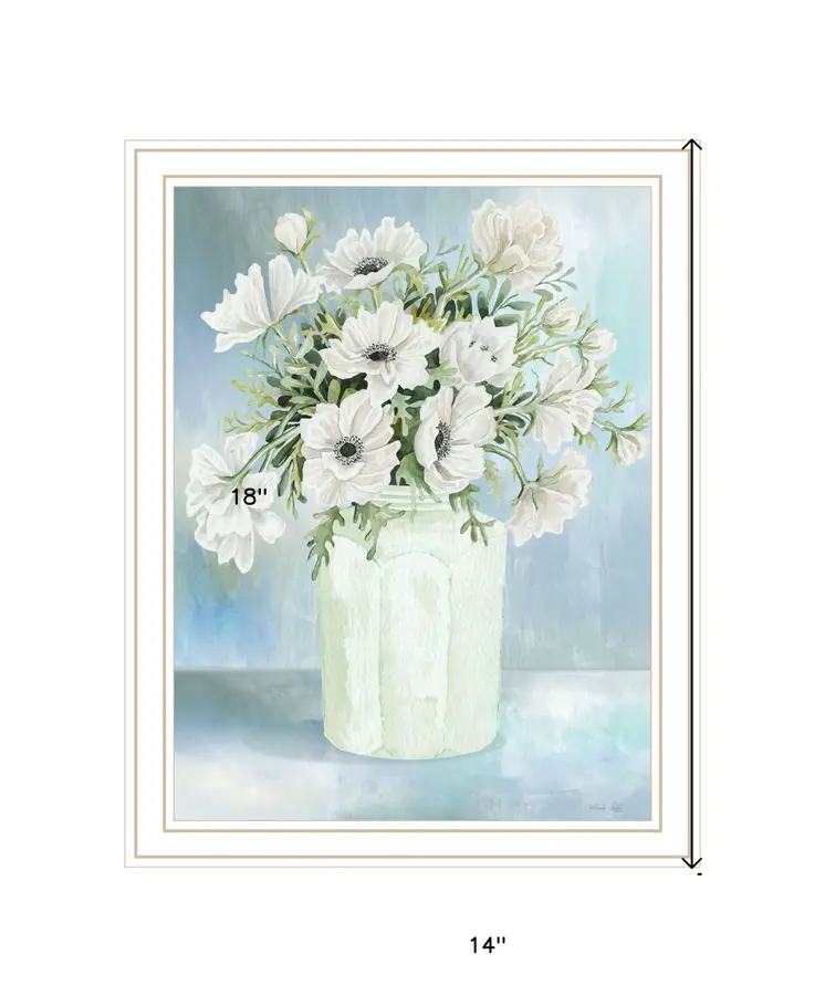 White BLOOMS White Framed Print Wall Art