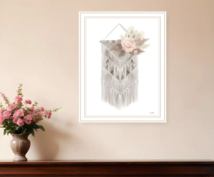 BOHEMIAN MACRAME White Framed Print Wall Art