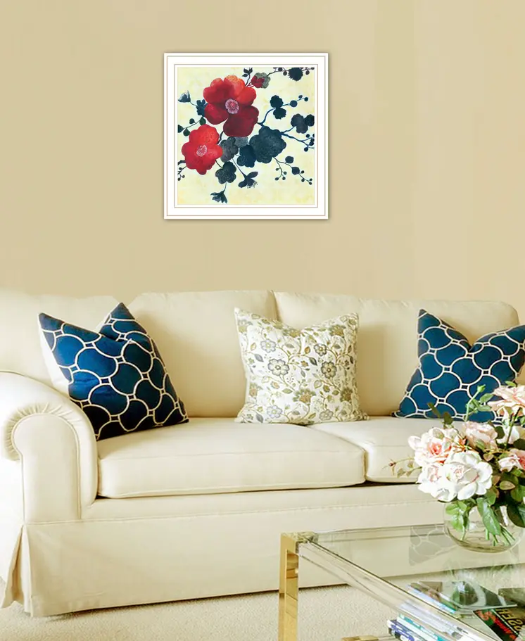 Japanese Blossoms White Framed Print Wall Art