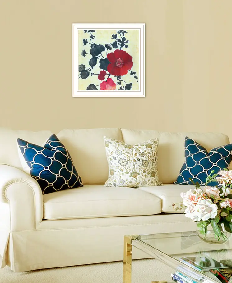 Japanese Blossoms White Framed Print Wall Art