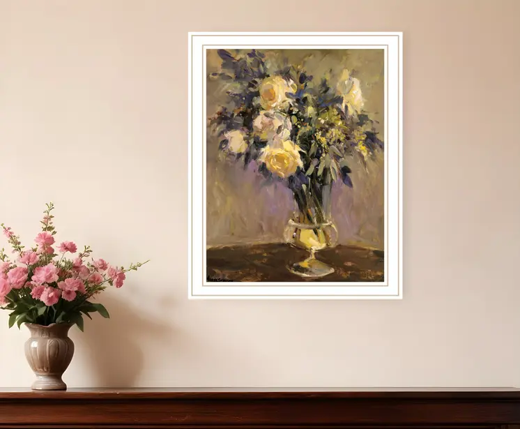 Evening Vase White Framed Print Wall Art