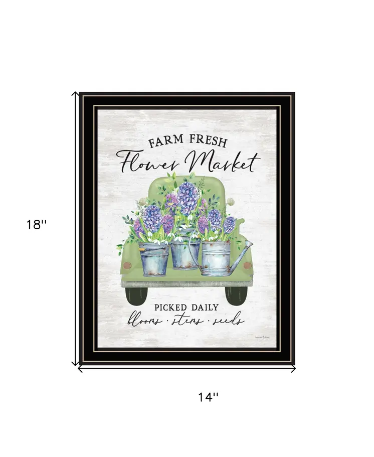 Flower Market Hyacinths Black Framed Print Wall Art