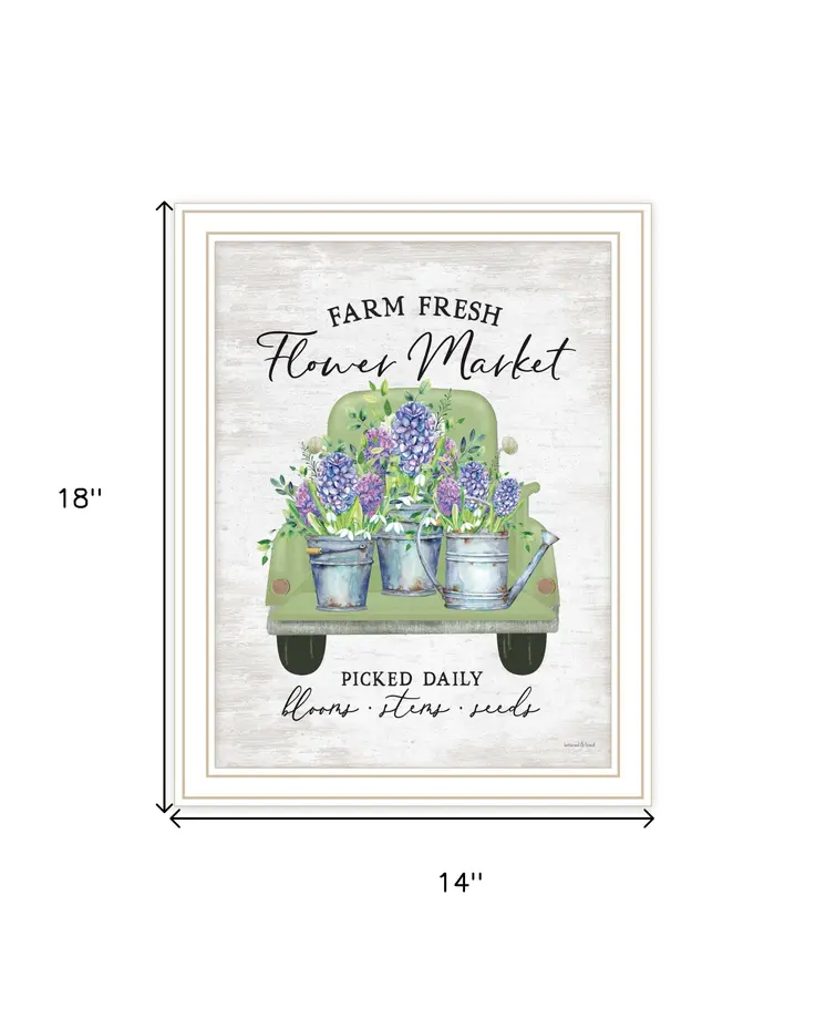 Flower Market Hyacinths White Framed Print Wall Art