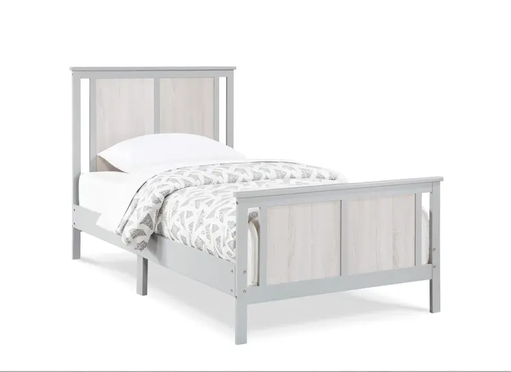 Gray And White Reversible Solid Wood Twin Bed Frame