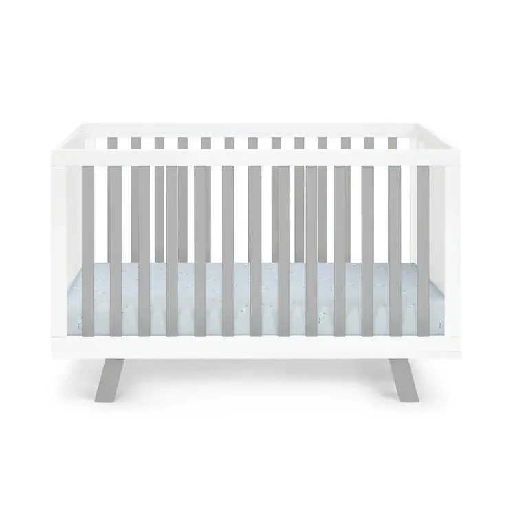 Gray and White Solid and Manufactured Wood Standard Three In One Convertible Crib