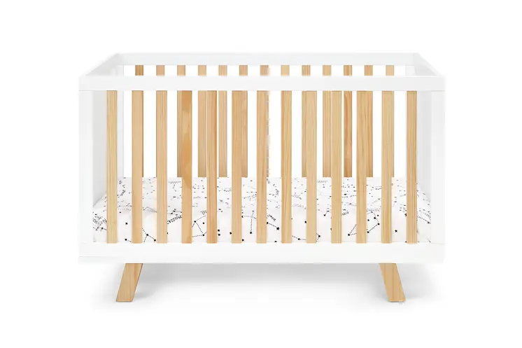 Natural And White Wood Standard Three In One Convertible Crib