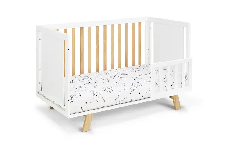 Natural And White Wood Standard Three In One Convertible Crib