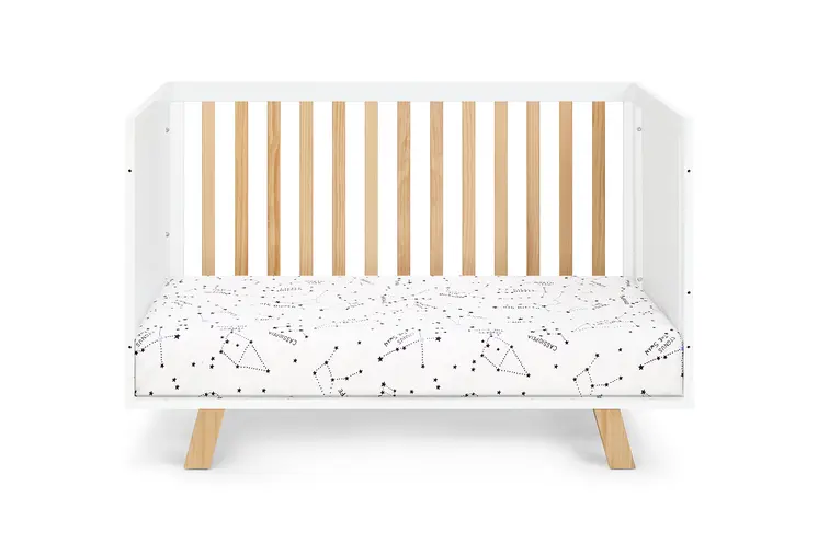 Natural And White Wood Standard Three In One Convertible Crib