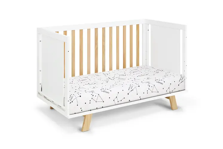 Natural And White Wood Standard Three In One Convertible Crib