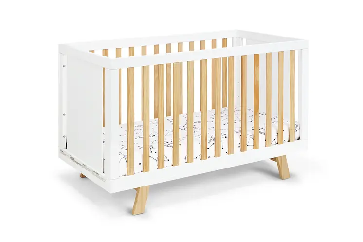 Natural And White Wood Standard Three In One Convertible Crib