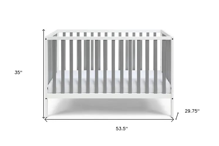 Gray and White Solid and Manufactured Wood Standard Three In One Convertible Crib