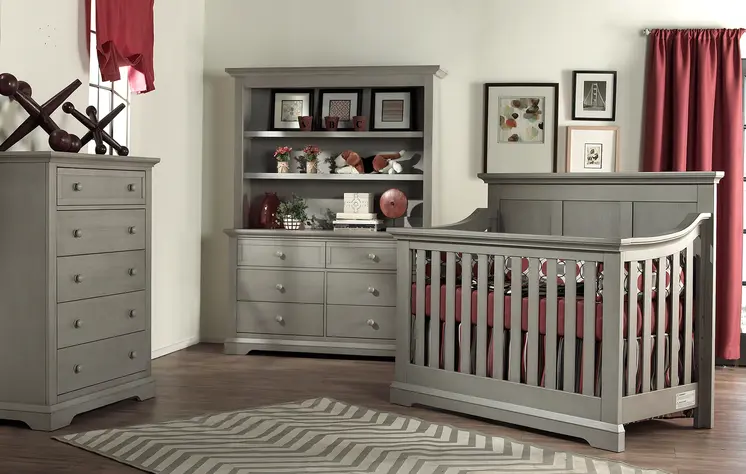 Ash Gray Solid and Manufactured Wood Standard Four In One Convertible Crib