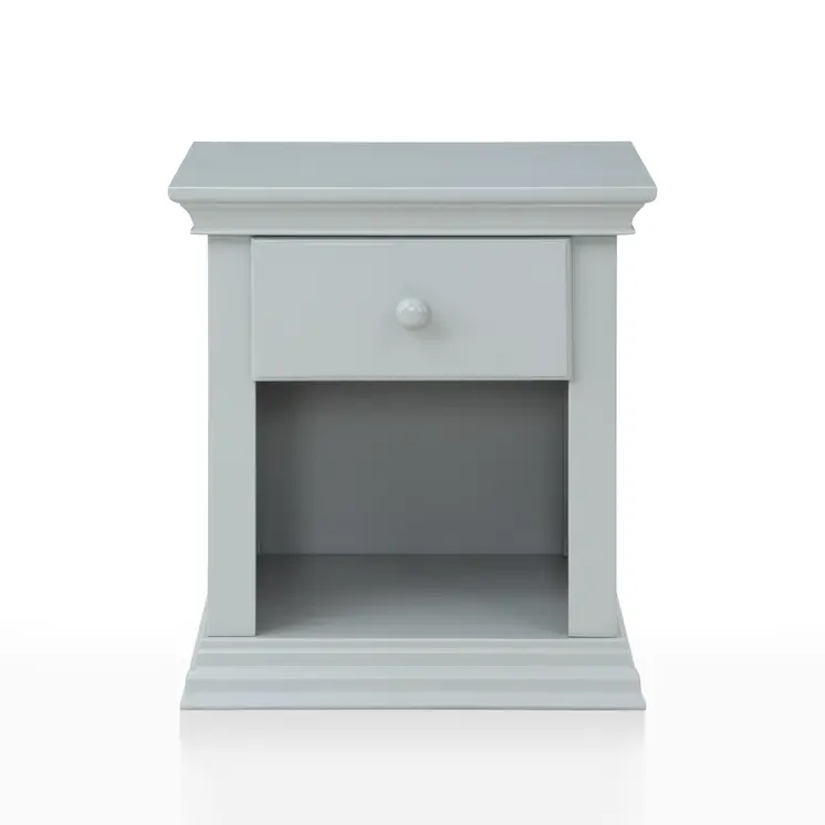 24" Gray Solid Wood and Wood One Drawer Nightstand