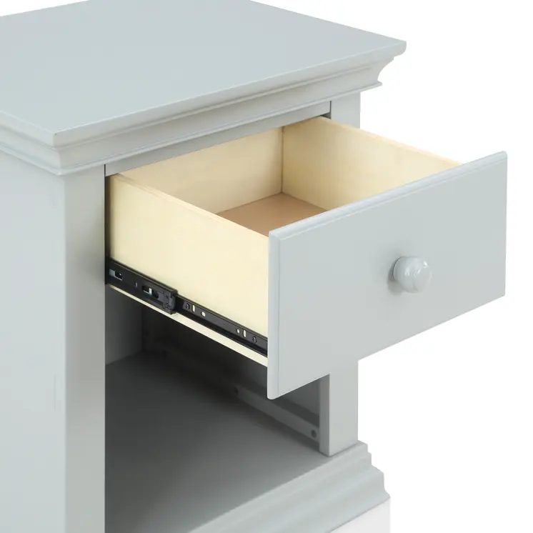 24" Gray Solid Wood and Wood One Drawer Nightstand