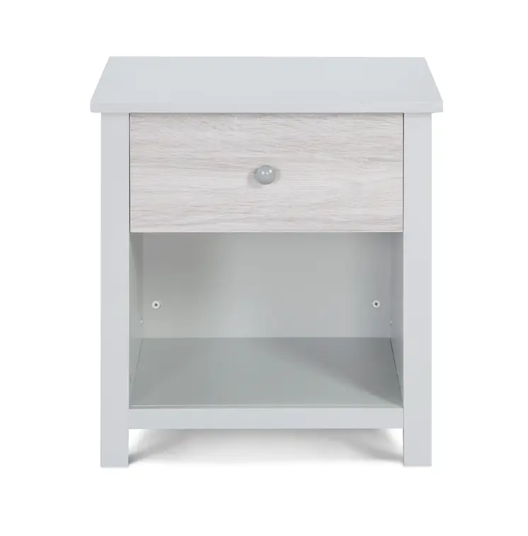 24" Gray Solid Wood and Wood One Drawer Nightstand